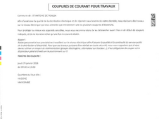 ENEDIS : coupure électricité - Travaux